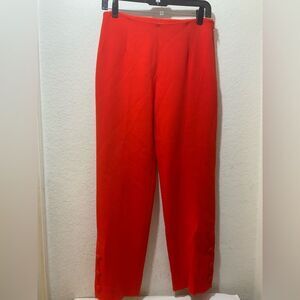 Lela Rose Cropped Pants Bright Red Size 2 virgin Wool Made In USA